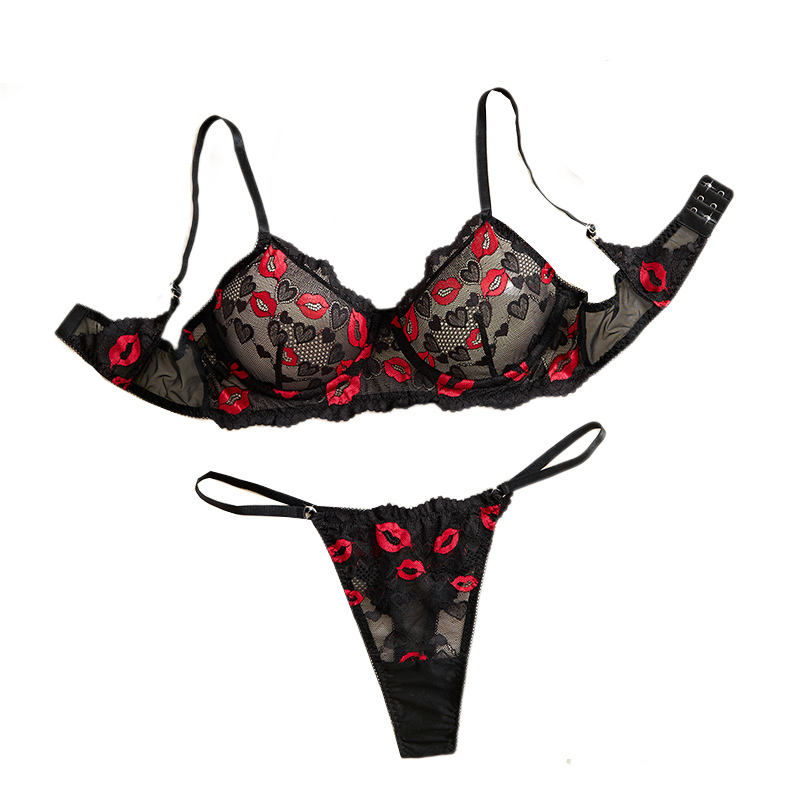 Lace Bralette Set - Conjunto de lingerie sexy com renda