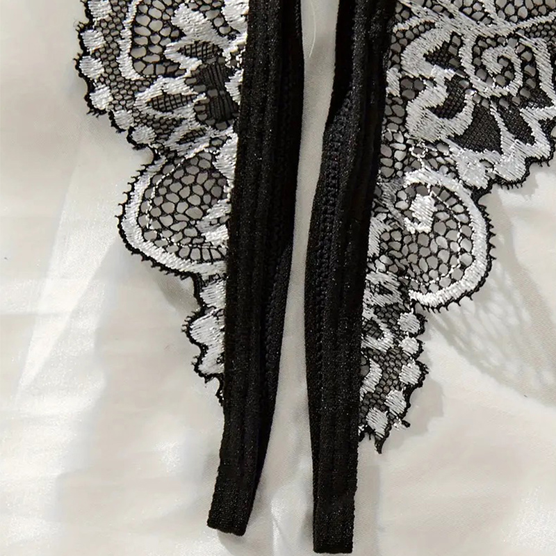 Preto quente crotchless sexy l - Lace Bralette Set avaliação e preço